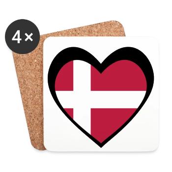 Danmark Sort Hjerte – Kærlighed til Danmark - Dessous de verre (lot de 4) - blanc - Devant