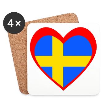 Sverige Hjärta – Kärlek till Sverige - Dessous de verre (lot de 4) - blanc - Devant