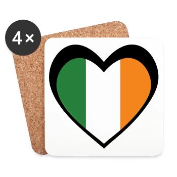 Ireland Black Heart – Love for Ireland - Dessous de verre (lot de 4) - blanc - Devant