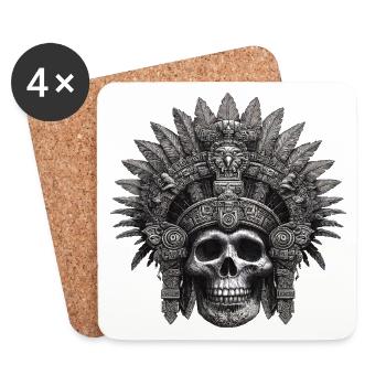 Mayan Warrior Aztec Design - Coasters (set of 4) - white - Front