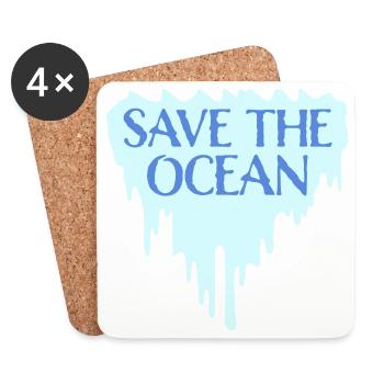 Save The Ocean Ocean Activism Environment Statement - Coasters (set of 4) - white - Front