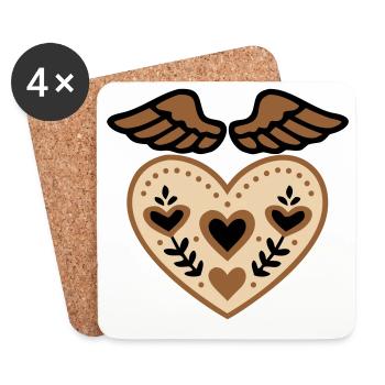 Heart Wings Guardian Angel Tattoo - Coasters (set of 4) - white - Front