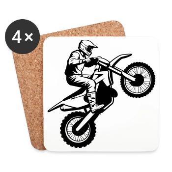 Motocross - Untersetzer (4er-Set) - Weiß - Vorne