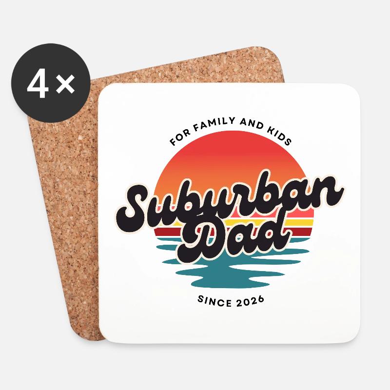 Suburban Dad Retro Sunset Logo - Untersetzer (4er-Set) - Weiß