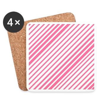 Grafische Linien mit diagonalen Streifen L-Rosa - Untersetzer (4er-Set) - Weiß - Vorne