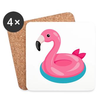 Flotteur de la piscine Flamingo - Dessous de verre (lot de 4) - blanc - Devant