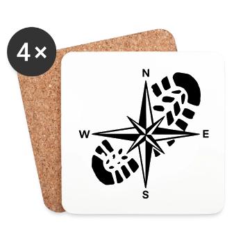 Hiker Compass Wandergeschenk - Untersetzer (4er-Set) - Weiß - Vorne