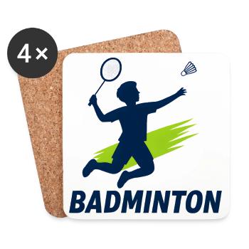 Badminton Kids Tshirt design - Untersetzer (4er-Set) - Weiß - Vorne