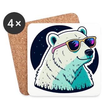 Neon polar bear sunglasses - Coasters (set of 4) - white - Front