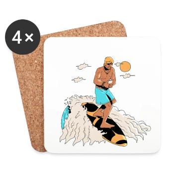 Surfer und Smartphone - Untersetzer (4er-Set) - Weiß - Vorne