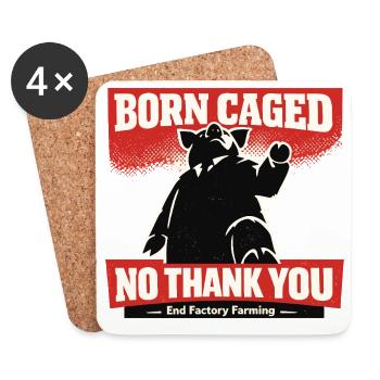 Geboren Gefangen – Nein Danke Factory Farming - Untersetzer (4er-Set) - Weiß - Vorne