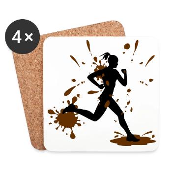 Femme Course de Boue – Défi Modder Runner - Dessous de verre (lot de 4) - blanc - Devant