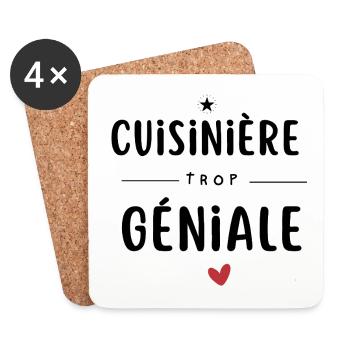 Cuisinière trop géniale Chef Cadeau - Dessous de verre (lot de 4) - blanc - Devant