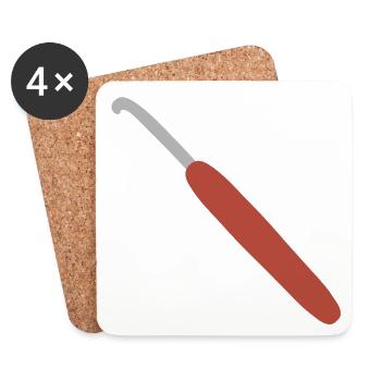 Red-Handled Crochet Hook - Coasters (set of 4) - white - Front