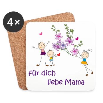 Blumen für dich liebe Mama - Untersetzer (4er-Set) - Weiß - Vorne