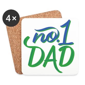 No.1 Dad – Handlettering - Untersetzer (4er-Set) - Weiß - Vorne