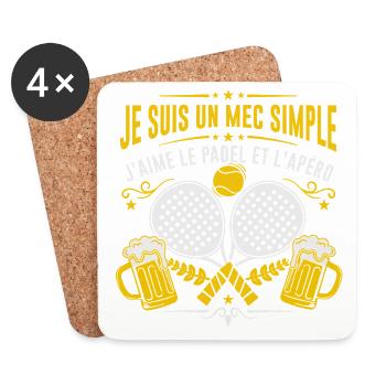 Mec Simple sportif Padel et Apéro - Dessous de verre (lot de 4) - blanc - Devant