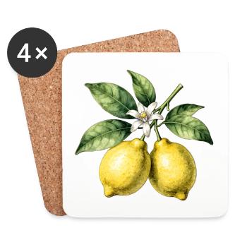 Citronniers Botaniques Aquarelle - Dessous de verre (lot de 4) - blanc - Devant