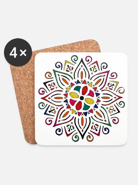 Mandala Farbenspiel- Martina Eßer - Untersetzer (4er-Set) - Weiß