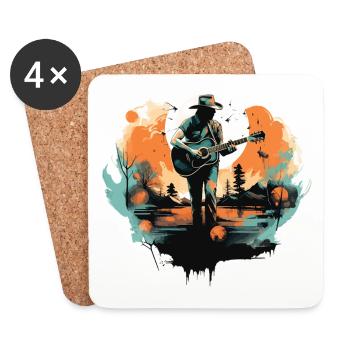 guitarist, guitarist, singer, country music, vintage - Coasters (set of 4) - white - Front