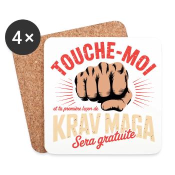 Bagarre Touche-Moi Kravmaga Art martiaux Sport - Dessous de verre (lot de 4) - blanc - Devant