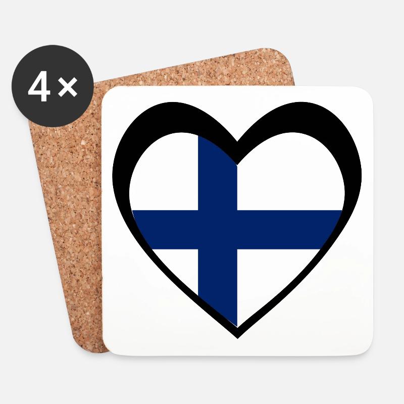 Suomi Musta Sydän – Rakkaus Suomeen - Untersetzer (4er-Set) - Weiß