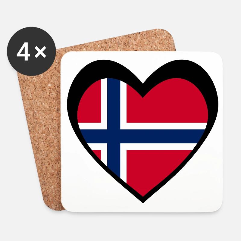 Norge Svart Hjerte – Kjærlighet til Norge - Coasters (set of 4) - white