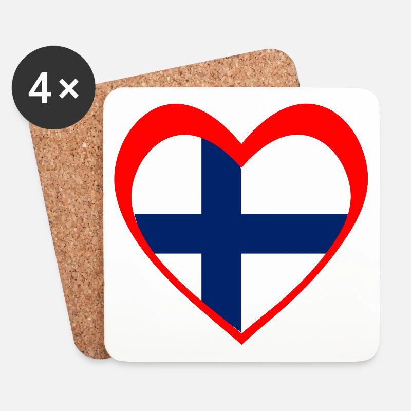 Suomi Sydän – Rakkaus Suomeen - Untersetzer (4er-Set) - Weiß