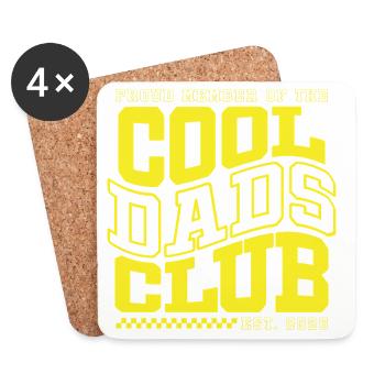 Club des papas cool - Cadeau de la fête des pères 2026 - Dessous de verre (lot de 4) - blanc - Devant