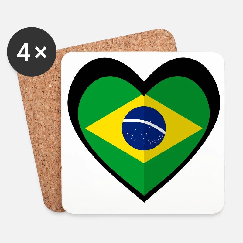 Brasil Coração Preto – Amor pelo Brasil - Untersetzer (4er-Set) - Weiß