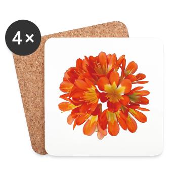 Vibrant Orange Clivia Botanical Flower Bloom - Coasters (set of 4) - white - Front