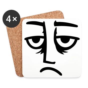 Grumpy sad disappointed face funny - Coasters (set of 4) - white - Front