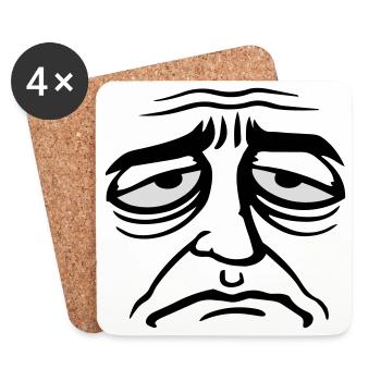 Grumpy sad disappointed face funny - Coasters (set of 4) - white - Front