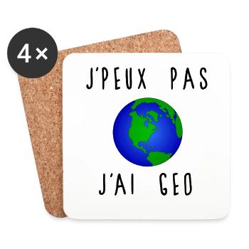 J'peux Pas J'ai Géo Terre - Dessous de verre (lot de 4) - blanc - Devant