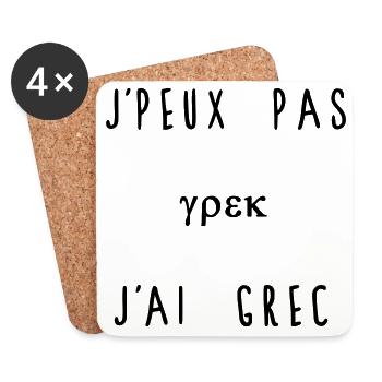 J'peux Pas J'ai Grec Humour - Dessous de verre (lot de 4) - blanc - Devant