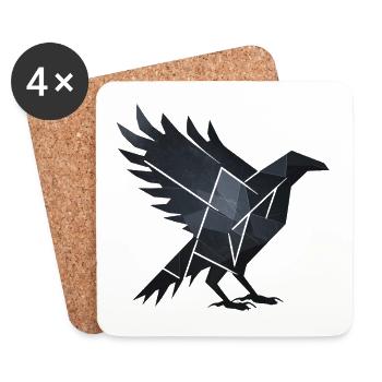 Corbeau noir - Dessous de verre (lot de 4) - blanc - Devant