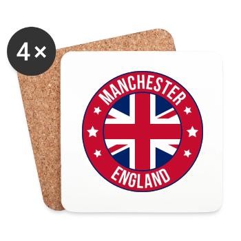 Manchester Flag Roundel Emblem - Coasters (set of 4) - white - Front