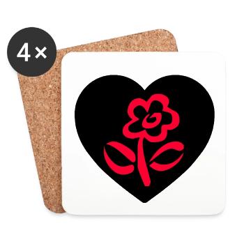 Fleur - Dessous de verre (lot de 4) - blanc - Devant