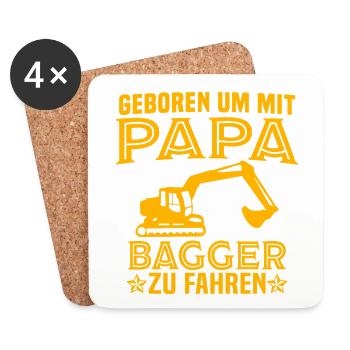 Geboren um mit papa bagger zu fahren baggerfahrer - Untersetzer (4er-Set) - Weiß - Vorne