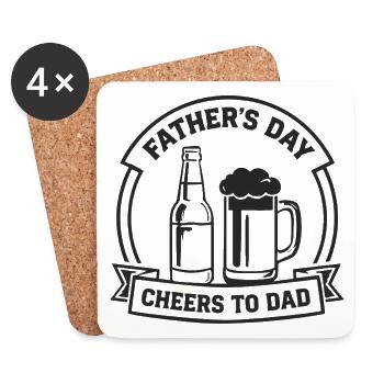 FATHER'S DAY CHEERS TO DAD Emblem für Väter - Untersetzer (4er-Set) - Weiß - Vorne