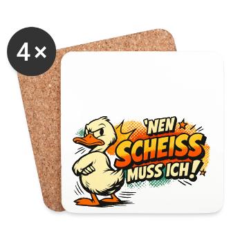 Einen Scheiss muss ich! Lustiges Statement - Untersetzer (4er-Set) - Weiß - Vorne