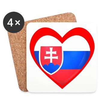Červené Srdce Slovensko - Dessous de verre (lot de 4) - blanc - Devant