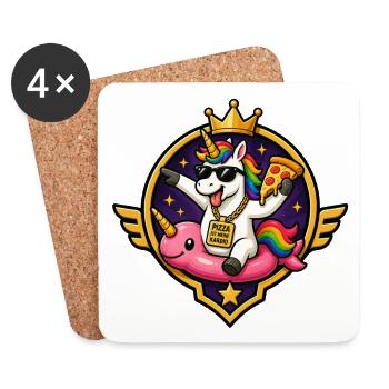 Königliches Unicornen Pizza Ride - Untersetzer (4er-Set) - Weiß - Vorne