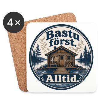 Sauna zuerst, immer schwedischer Humor - Untersetzer (4er-Set) - Weiß - Vorne