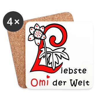 liebste Omi der Welt - Untersetzer (4er-Set) - Weiß - Vorne