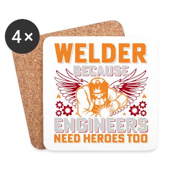 Welder Heroes: Engineers Need Heroes - Coasters (set of 4) - white - Front
