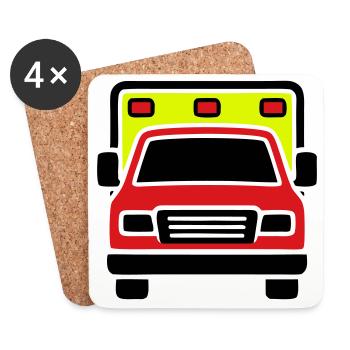 Rettungswagen Krankenwagen Front - Untersetzer (4er-Set) - Weiß - Vorne