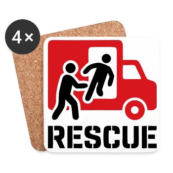 Rescue Rettungsdienst Einsatz - Untersetzer (4er-Set) - Weiß - Vorne