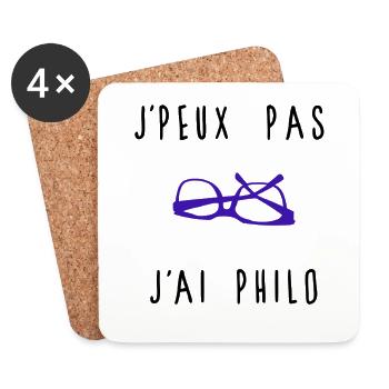 J'peux Pas J'ai Philo Humour - Dessous de verre (lot de 4) - blanc - Devant