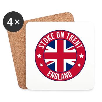 Stoke on Trent England Round Flag Badge - Coasters (set of 4) - white - Front